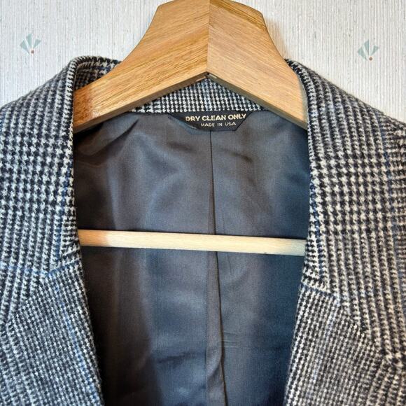 Dillards Bill Blass Camel Hair Glen Plaid Mens Sport Coat size 44R Gray Luxury - Picture 5 of 9